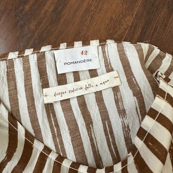 NWOT POMANDÈRE Long Sleeve Wool-Silk Striped Top in Brown/White - Picture 6 of 10